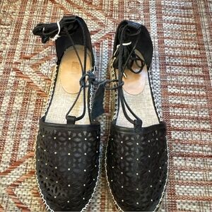 Anthropologie Jasper & Jeera Black Lace-Up Espadrilles